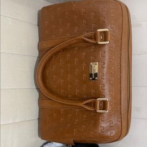 St. John Brown Embossed Shoulder Bag